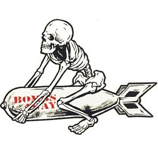 Autocollant Squelette sur bombe 8,5x6,5 cm Skeleton Riding a Bomb Decal Sticker