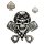 Adesivo-Set Cranio Casco Pistoni 7 x 6,5 cm Skull Helmet Pistons Decal Sticker