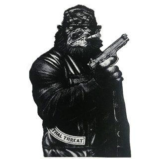 Adesivo Gorilla con una pistola 8,5 x 5,5 cm Gorilla Gun Mini Decal Sticker
