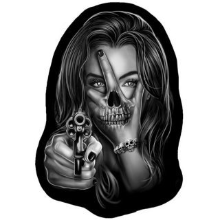 Pegatina Mano de la fatalidad 8,5x6 cm Sexy Revolver Hand of Doom Decal Sticker