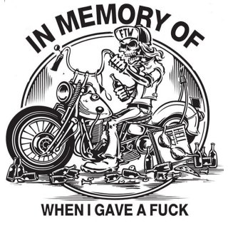 Sticker In Memory of When I Gave a F@ck 7 x 7 cm Skull Biker Mini Decal 