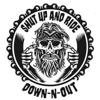 Sticker Shut Up and Ride Skull Down N out 8 x 7 cm Skull Mini Decal 