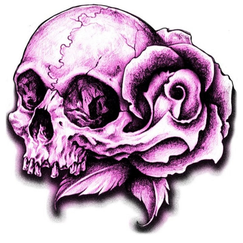 Aufkleber Rosen Totenkopf Violett 7 x 7 cm Purple Rose Skull Mini Dec, 4,95  €
