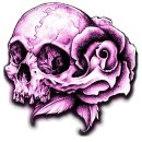Aufkleber Rosen Totenkopf Violett 7 x 7 cm Purple Rose...