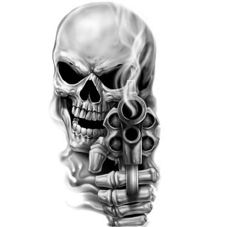 Sticker Shooting Gun Skull 8,5 x 4,5 cm Mini Decal Airbrush