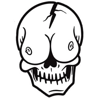 Autocollant Crâne Poitrine Sein 8,5 x 6 cm Skull Boob Mini Decal Sticker