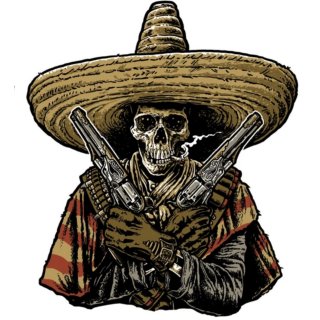 Pegatina Bandido 
Cráneo Rrevólver 7,5 x 6,5 cm Bandido Skull Mini Decal Sticker