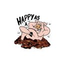 Autocollant Heureux comme un cochon 6,5 x 6,5 cm Happy as a Pig in Sh!T Decal 
