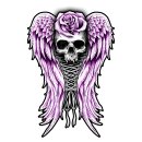 Sticker Corset Skull Wings Roses 7,5 x 5,5 cm Mini Decal 