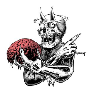 Pegatina Cráneo Cerebro 8 x 8 cm Skull Brain Mini Decal Sticker