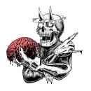 Sticker Skull Brain 8 x 8 cm Mini Decal 