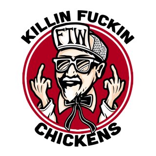 Sticker Killin F@cking Chickens Gettin Fried 8 x 6 cm Mini Decal