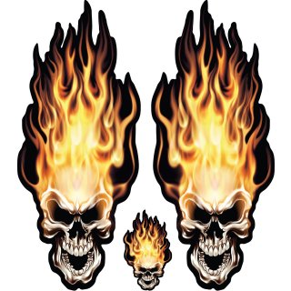 Sticker-Set Flame Head Skull 9 Pieces Decal Car Truck Bike Motorcycle Airbrush