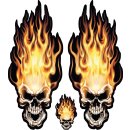 Pegatina-Set Calavera llameante 9 Pedazo Flame Head Skull...