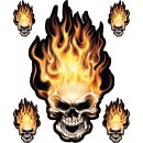 Aufkleber-Set Flammender Totenkopf 9 Stück Flame Head Skull Decal Sticker