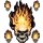 Aufkleber-Set Flammender Totenkopf 9 Stück Flame Head Skull Decal Sticker