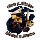 Sticker Captain Skull 16x13 cm Once a Marine, Always A...
