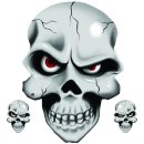 Sticker-Set Eyeball Skull 16 x 11 cm Decal ugly grey red 