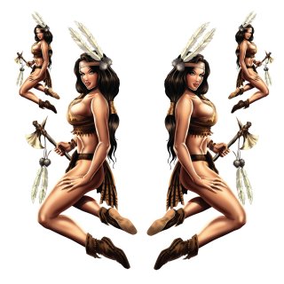 Autocollant-Set Indien Pin Up Girl 17 x 7 cm Sticker Decal Sexy Hot