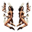 Aufkleber-Set Indianerin Pin Up Girl 17 x 7 cm Sticker Decal Sexy Hot (2 Stück)