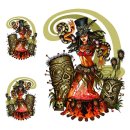 Autocollant-Set Vaudoue Femme Serpent 15 x 11 cm Voodoo Woman Decal Sticker