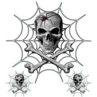 Adesivo-Set Ragno Nero Cranio 14,5x14,5 cm Black Widow Spider Skull Sticker Moto