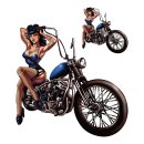 Sticker-Set Tattooed Pin Up Girl on Motorcycle 15 x 14,5...