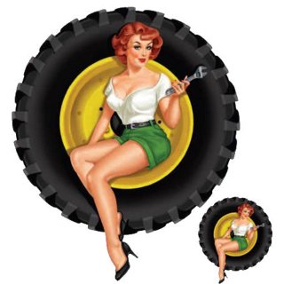 Adesivo-Set Trattore Pneumatici Pin Up Girl 15x13 cm Tractor Tire Decal Sticker