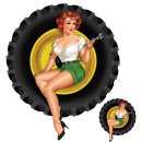 Sticker-Set Tractor Big Tire Pin Up Girl 15 x 13 cm Decal 
