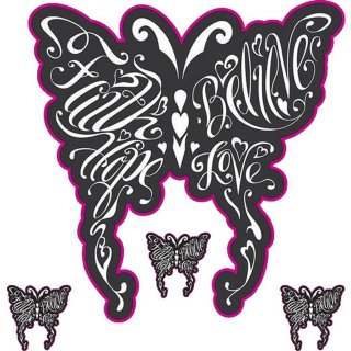 Pegatina-Set Mariposa 14x13,5 cm Believe Love Faith Hope Butterfly Decal Sticker