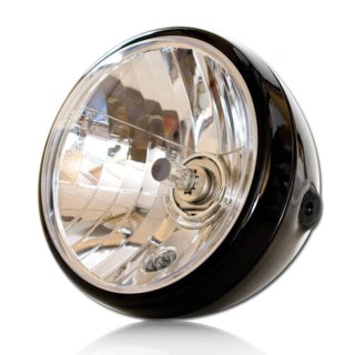 7" Headlight Nevo H4 Black Clear Lens Side mounting ECE Universal