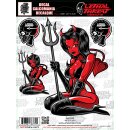 Pin Up Teufel Girl Aufkleber Set – Devil Sticker 3-teilig – 16 x 11 cm
