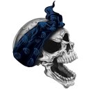 Aufkleber Blaues Bandana Totenkopf 6,3 x 9,5 cm – Blue Bandana Skull Decal