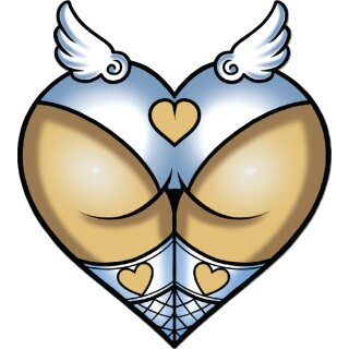 Aufkleber Engel Hintern 6,3 x 8,5 cm – Angel Ass Mini Decal
