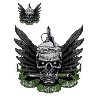 Adesivo Meglio morire che perdere lonore 8,5 x 6,4 cm – Death Before Dishonor Mini Decal