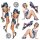 Garage Girls Sticker Set 2x 28 x 15.2 cm – Garage Gals Sticker Bomb Pack