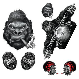 Gorilla Biker sticker set 2x 28 x 15 cm – 7-piece Gorilla Biker sticker pack