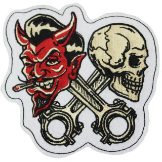 Écusson Raising Hell Skull n Devil 13 x 13 cm – Patch pour veste et gilet de motard