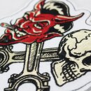 Écusson Raising Hell Skull n Devil 13 x 13 cm – Patch pour veste et gilet de motard