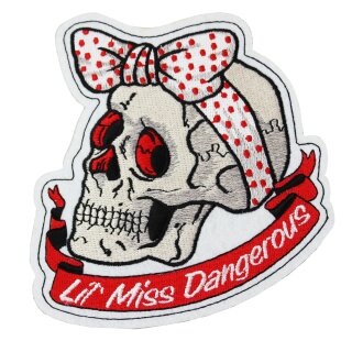 Aufnäher Polka Dot Ribbon Totenkopf 13 x 13 cm – Patch für Motorrad Jacke & Weste