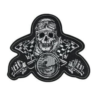 Aufnäher Biker Totenkopf Vintage 11,5 x 9 cm – Biker Skull Embroidered Patch