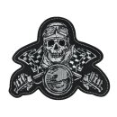 Écusson motard tête de mort vintage 11,5 x 9 cm – Biker Skull Embroidered Patch