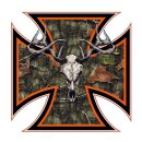 Aufkleber Hirschschädel Jäger Kreuz 8 x 4 cm – Deer Skull Hunter Cross Sticker
