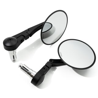 Handlebar end mirrors SET Motorcycle thin E-approved aluminum set Black 7/8 1 inch mirrors
