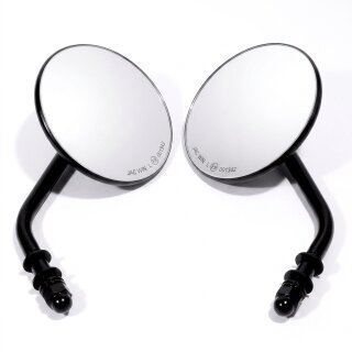 Schwarze  runde 4" Minispiegel SET mit E-Zulassung für Harley Davidson ECE