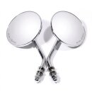 Mini Spiegel SET Custom 4" Rund Chrom für Harley Davidson Chopper Old School mit ECE